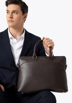 Torba na laptopa 16” z imitacji skóry ciemny brąz>WITTCHEN Clearance