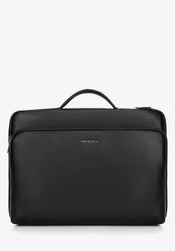 Torba na laptopa 16" z imitacji skóry z bocznym suwakiem czarna>WITTCHEN Clearance