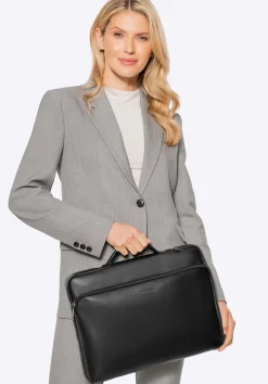 Torba na laptopa 16" z imitacji skóry z bocznym suwakiem czarna>WITTCHEN Clearance