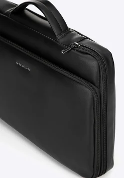 Torba na laptopa 16" z imitacji skóry z bocznym suwakiem czarna><noscript><img width=