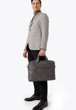 Torba na laptopa 17" z imitacji skóry szara>WITTCHEN Online