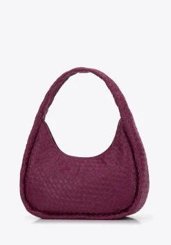 Torebka bagietka ze skórzanej plecionki duża różowa>WITTCHEN Fashion
