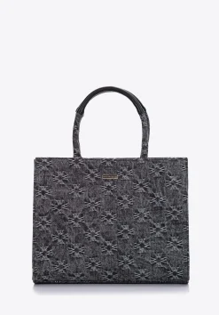 Torebka kuferek dżinsowa w monogram szara>WITTCHEN Clearance