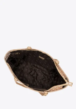 Torebka shopperka żakardowa w monogram kremowa><noscript><img width=