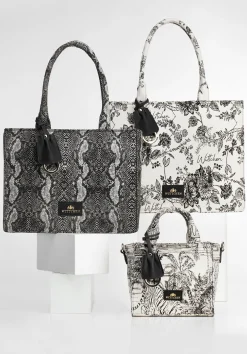Torebka shopperka w zwierzęcy wzór szaro-czarna><noscript><img width=