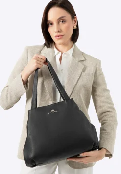 Torebka shopperka ze skóry naturalnej czarna>WITTCHEN Discount