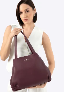 Torebka shopperka ze skóry naturalnej bordowa>WITTCHEN Discount