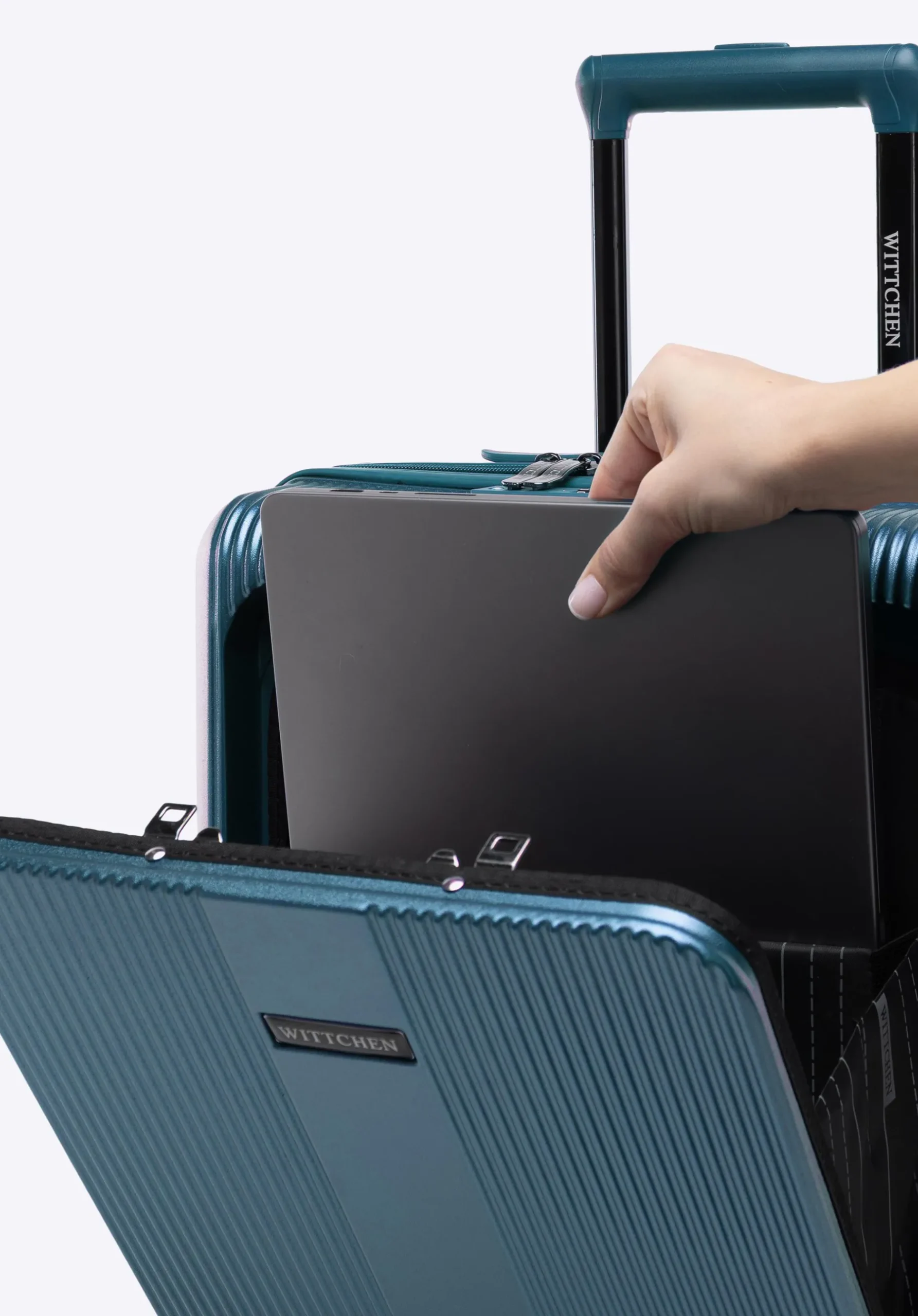 Walizka kabinowa z polikarbonu z kieszenią na laptopa 15" niebieska>WITTCHEN Best