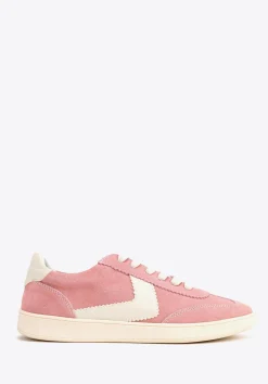 Zamszowe sneakersy z kontrastowymi wstawkami z ekoskóry różowo - białe>WITTCHEN Discount