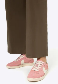Zamszowe sneakersy z kontrastowymi wstawkami z ekoskóry różowo - białe>WITTCHEN Discount